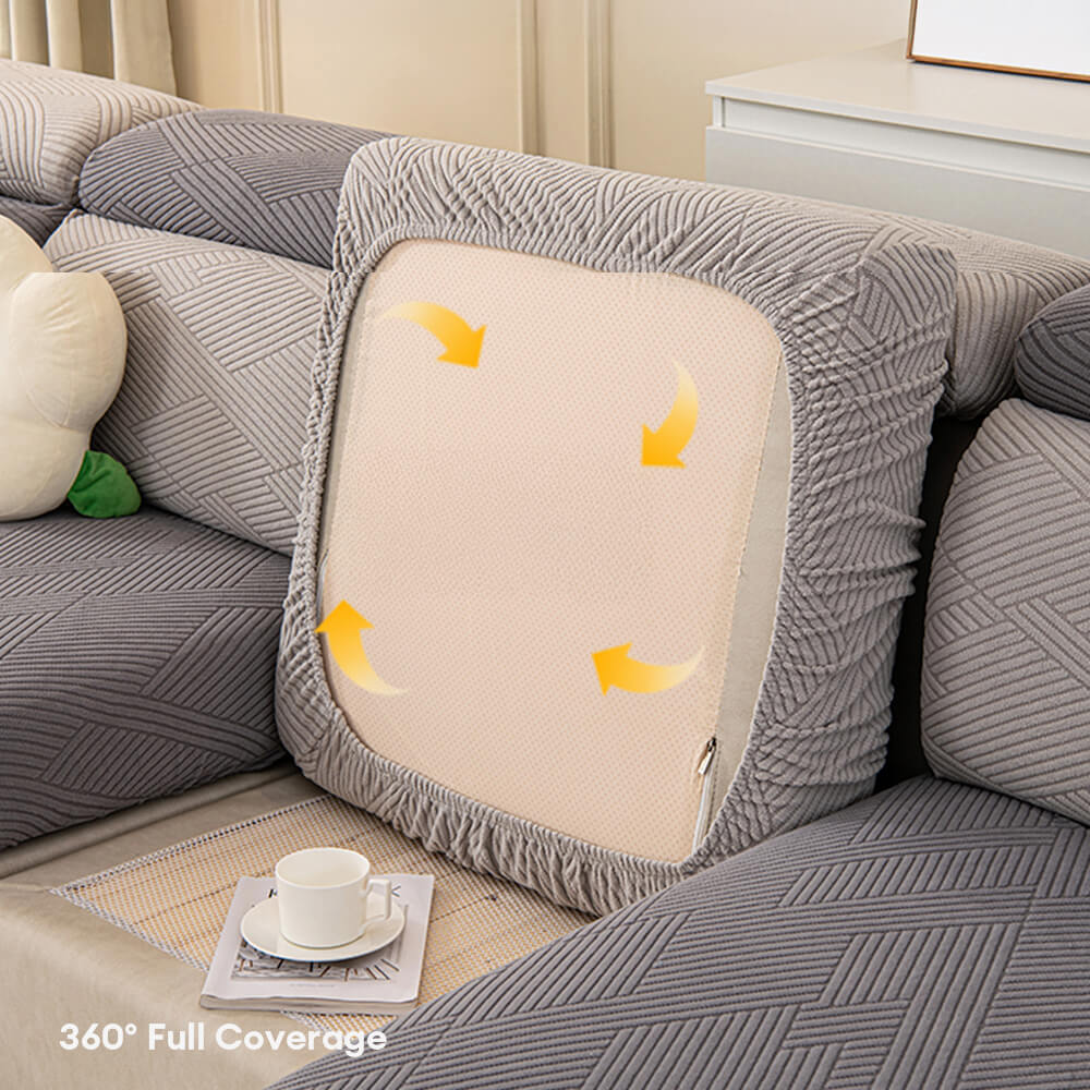 Modern Geometric Stretch Full-Wrap Magic Sectional Couch Cover