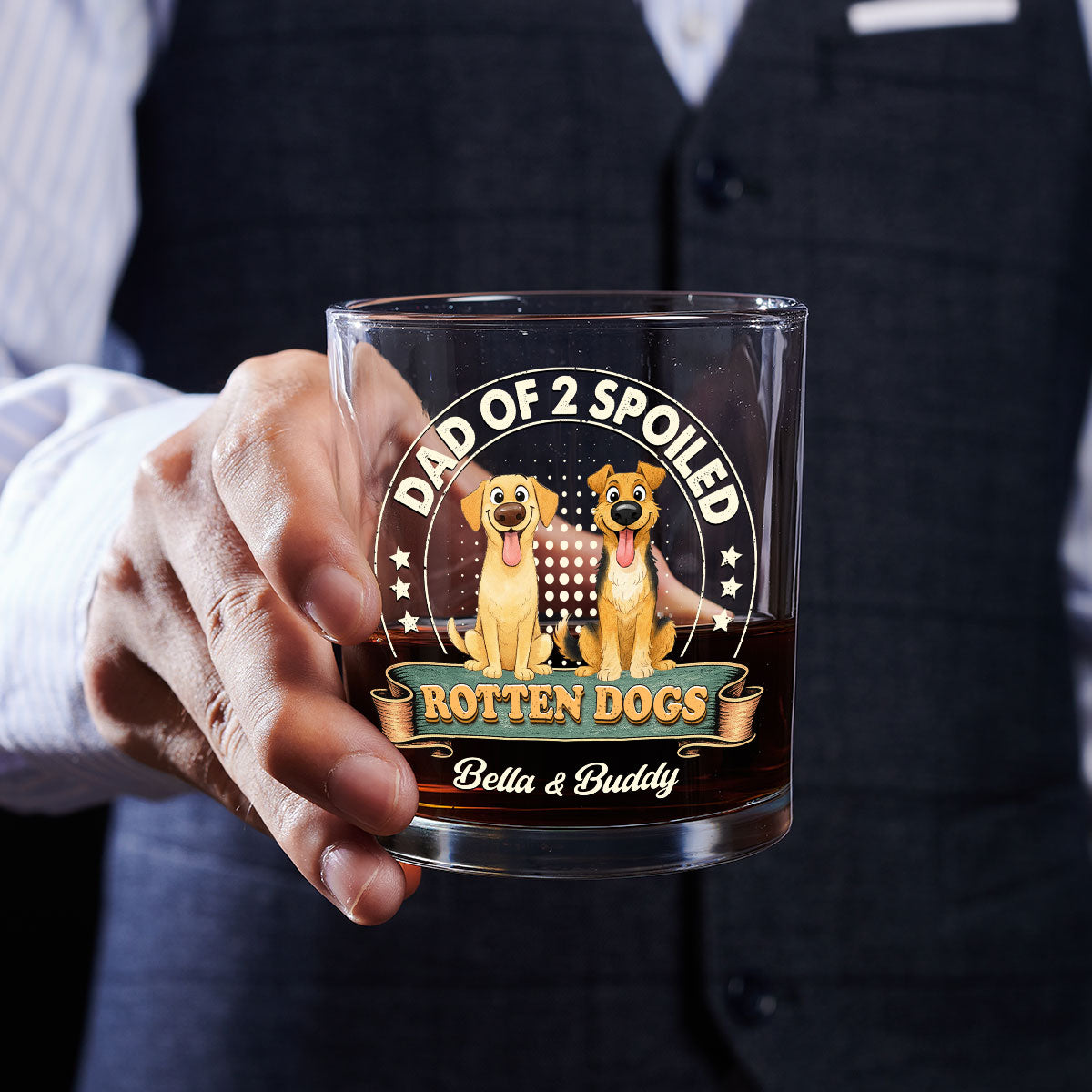 Stylized Funny Rotten Dogs - Personalized Whiskey Glass