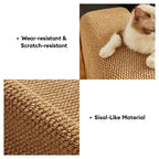 Adjustable Faux Sisal Scratch-Resistant Sofa Armrest Protector Cover for Cats