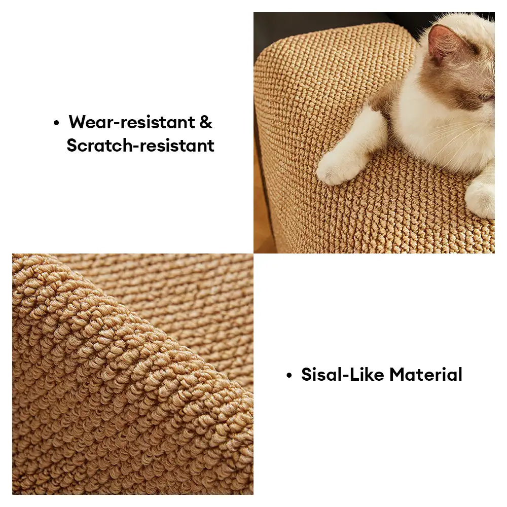 Adjustable Faux Sisal Scratch-Resistant Sofa Armrest Protector Cover for Cats