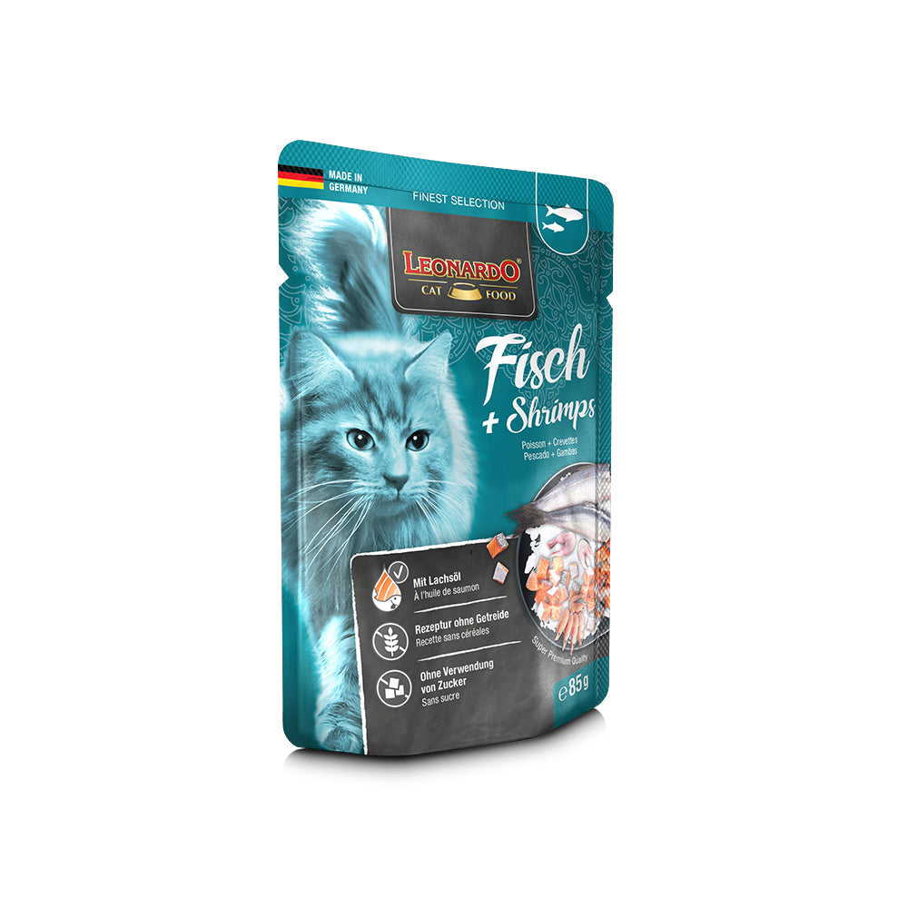 LEONARDO Finest  Selection Fish + Shrimps Wet Cat Food