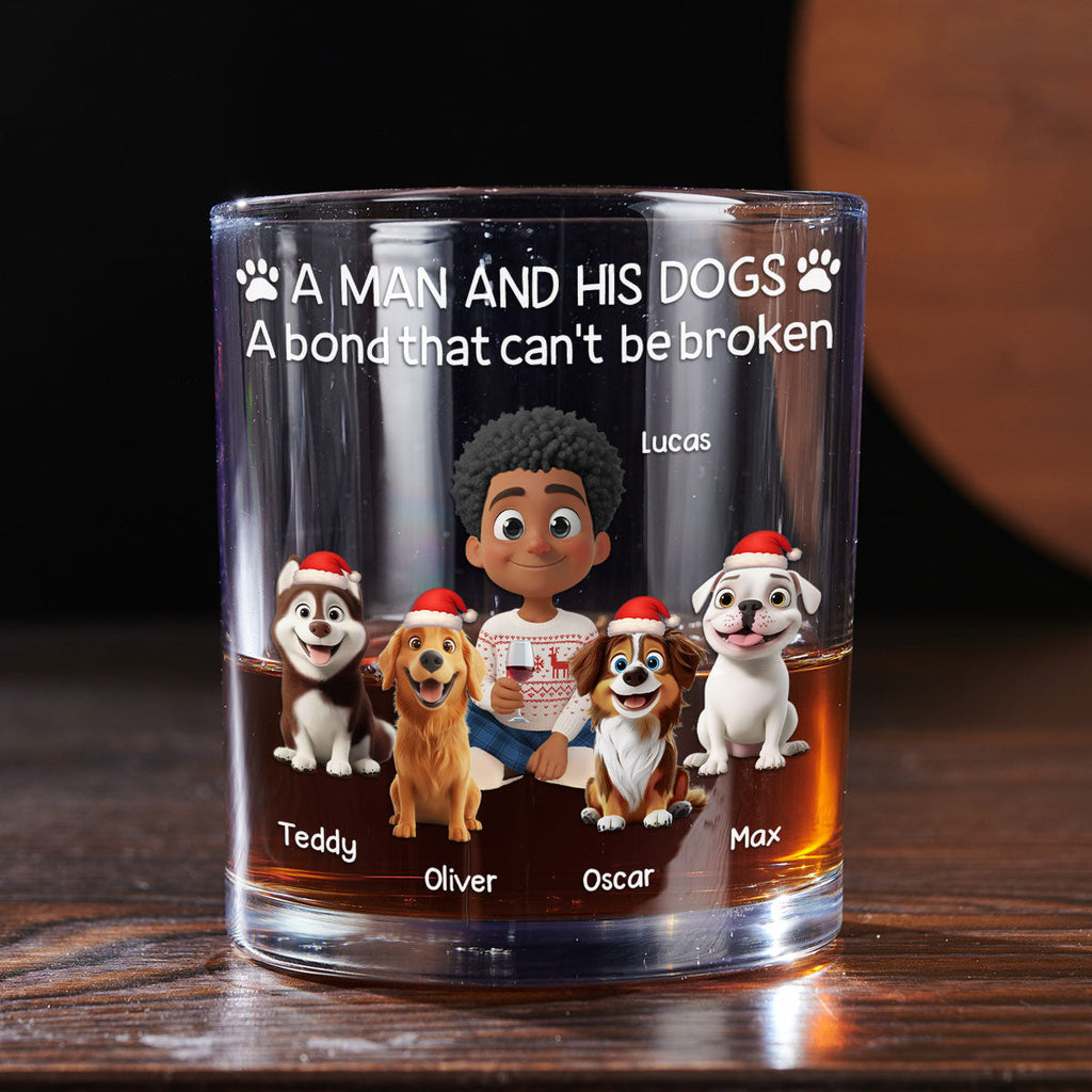 A Man And His Dog Christmas - Personalized Whiskey Glass