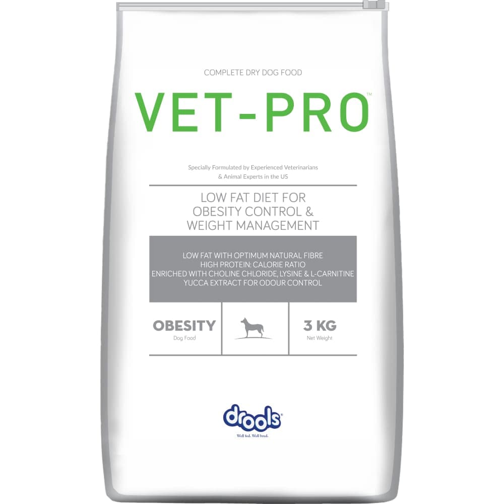 Drools VET PRO Obesity Adult Dog Dry Food (3kg) and Vivaldis Condrovet Large Joint Support tablet (10 tablets) Combo