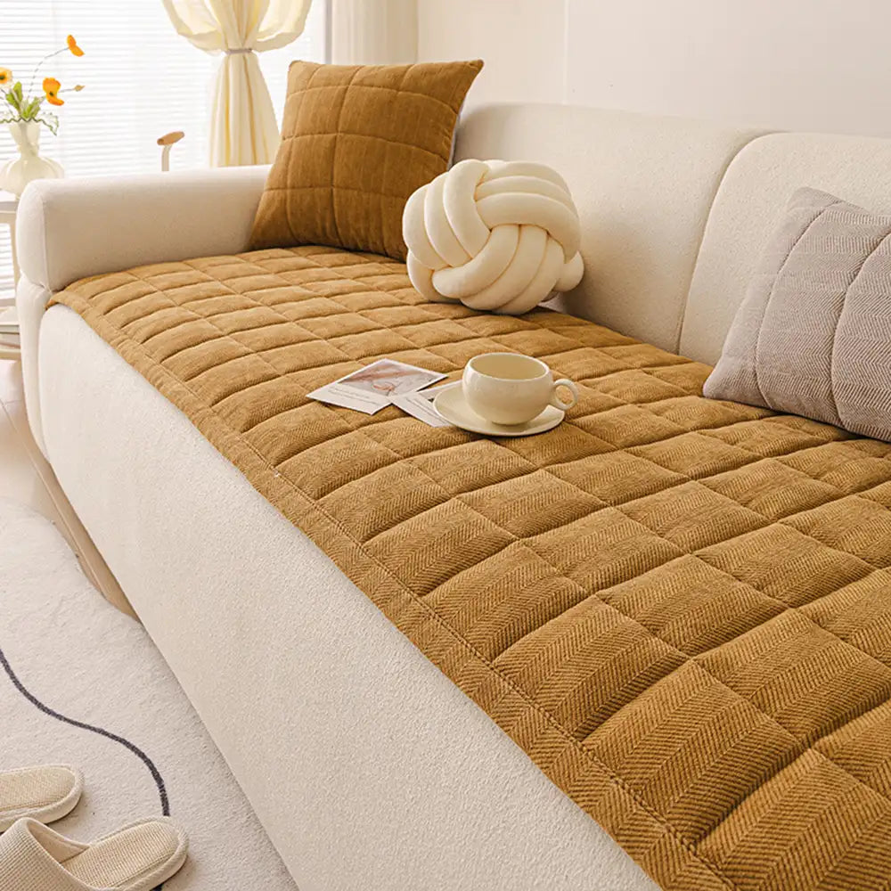 Herringbone Chenille Elegant Breathable Sofa Decoration One-Piece Non-slip Couch Cover