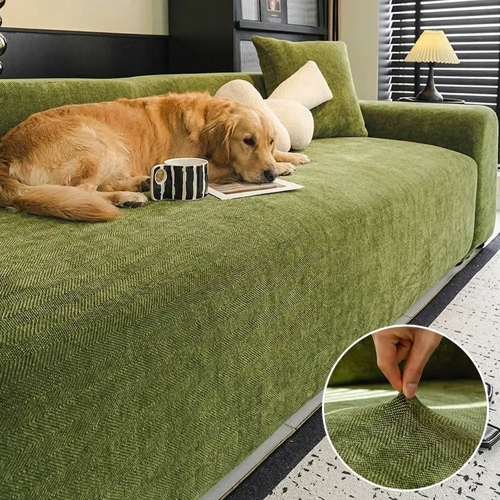Herringbone Full Coverage Scratch-Resistant Sofa Protection Magic Stretch Couch Cover
