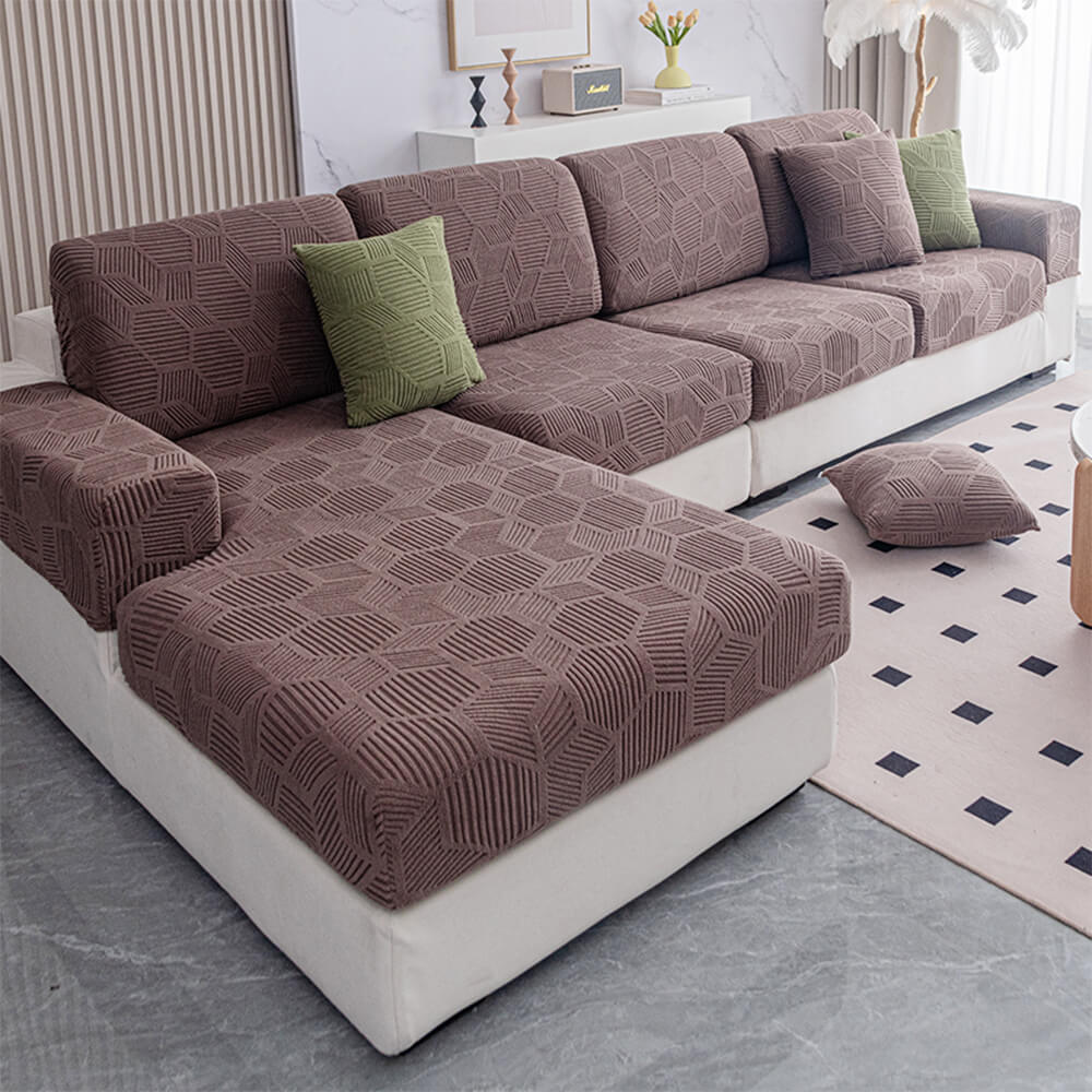 Honeycomb Pattern Water-resistant Stretch Full-Cover Magic Sectional Couch Cover