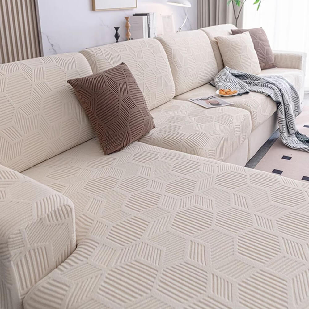 Honeycomb Pattern Water-resistant Stretch Full-Cover Magic Sectional Couch Cover