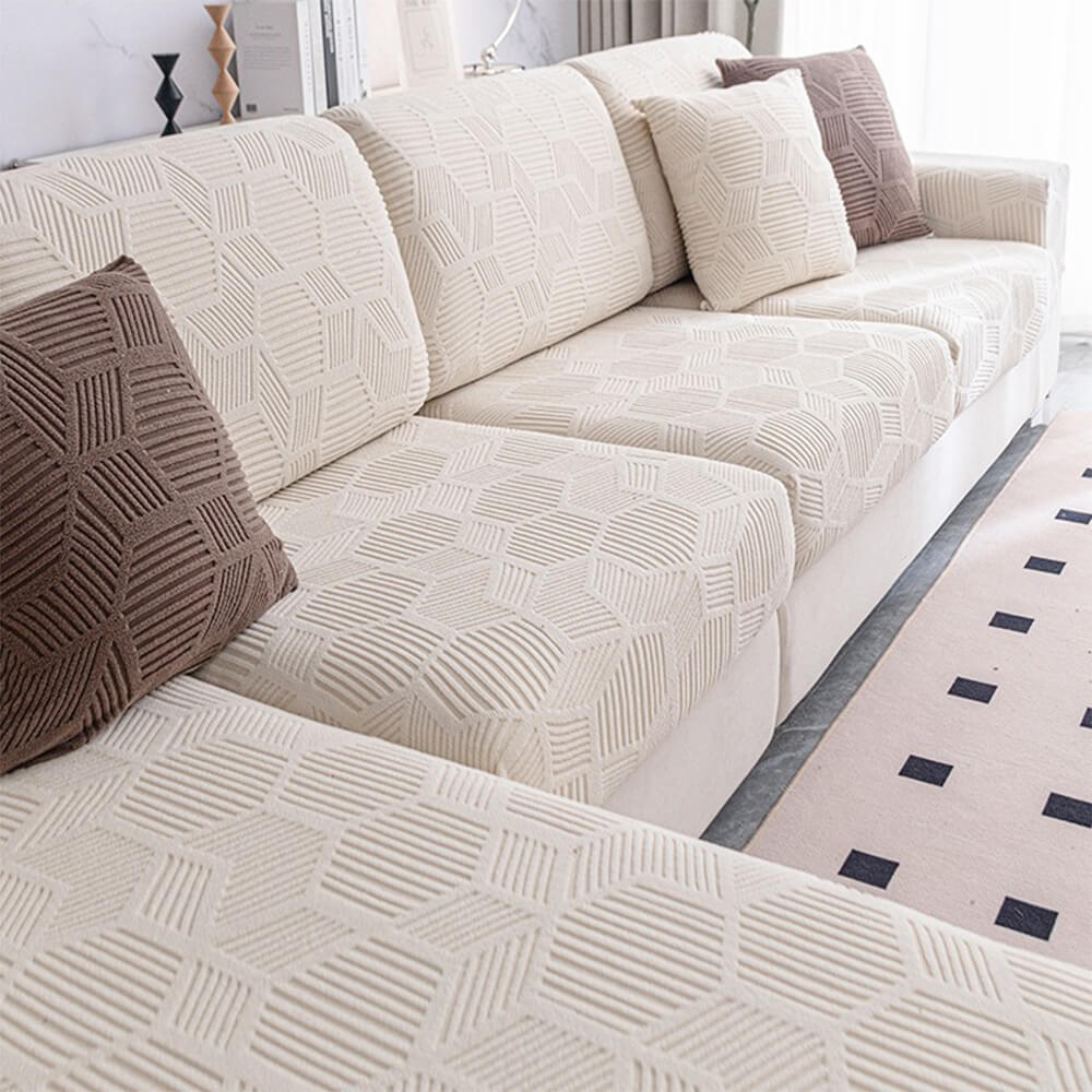 Honeycomb Pattern Water-resistant Stretch Full-Cover Magic Sectional Couch Cover