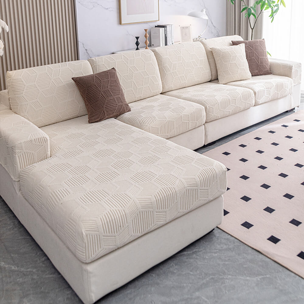 Honeycomb Pattern Water-resistant Stretch Full-Cover Magic Sectional Couch Cover