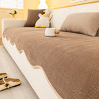 Minimalist Herringbone Chenille Non-Slip Wavy Edge Couch Cover