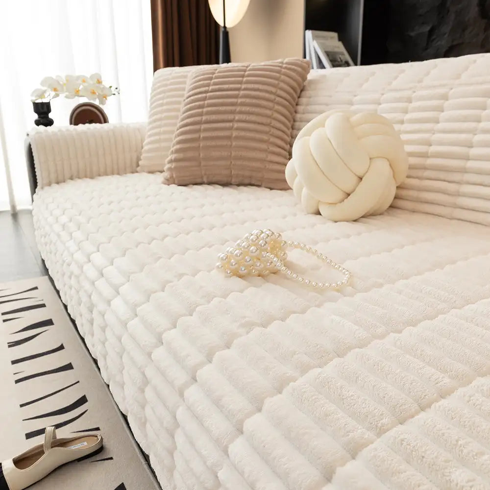 Waterproof One-Piece Cozy Flannel Sofa Protection Non-Slip Couch Cover