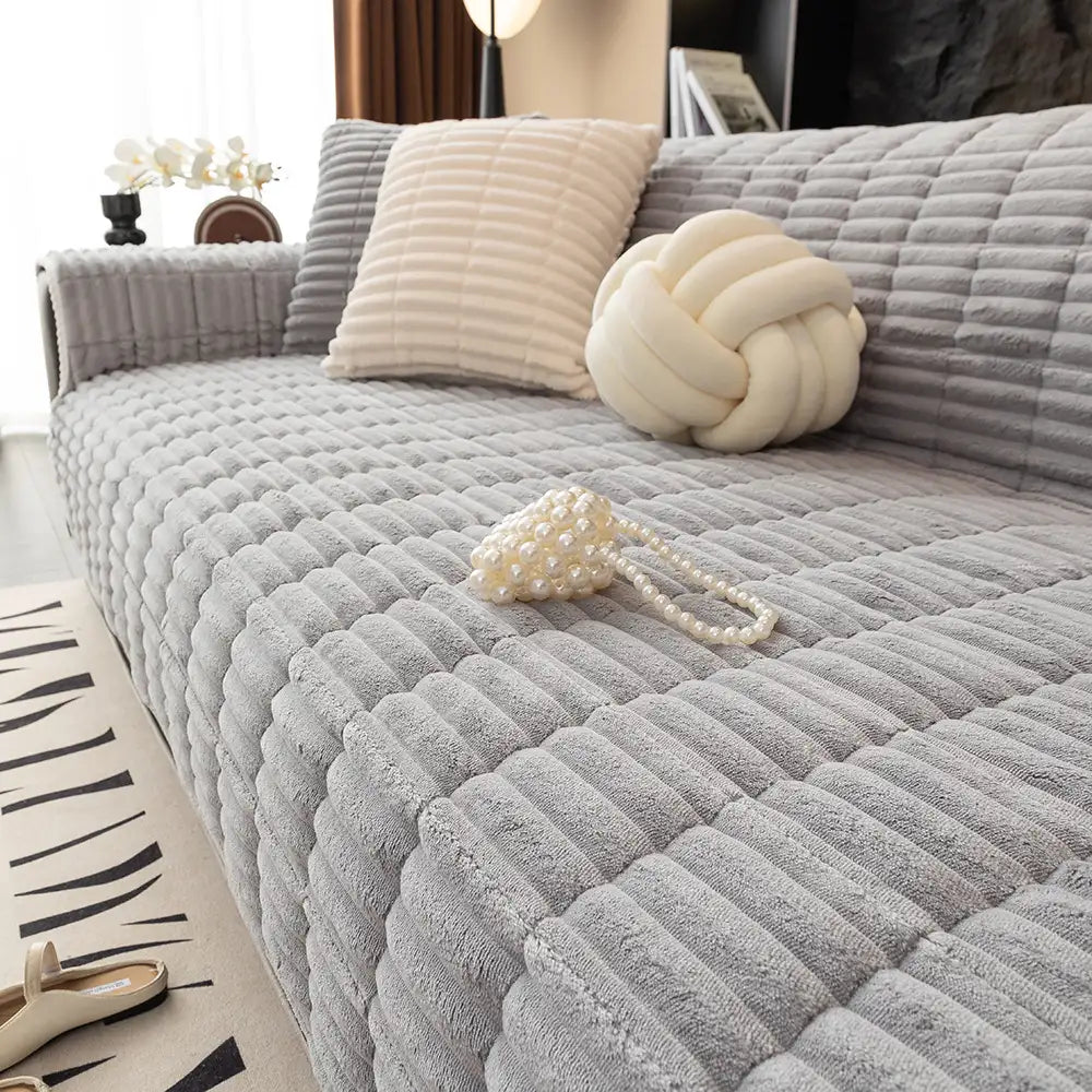Waterproof One-Piece Cozy Flannel Sofa Protection Non-Slip Couch Cover