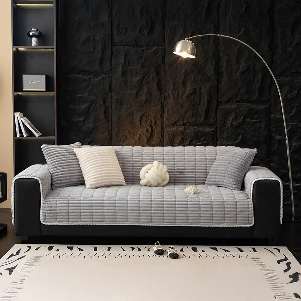 Waterproof One-Piece Cozy Flannel Sofa Protection Non-Slip Couch Cover