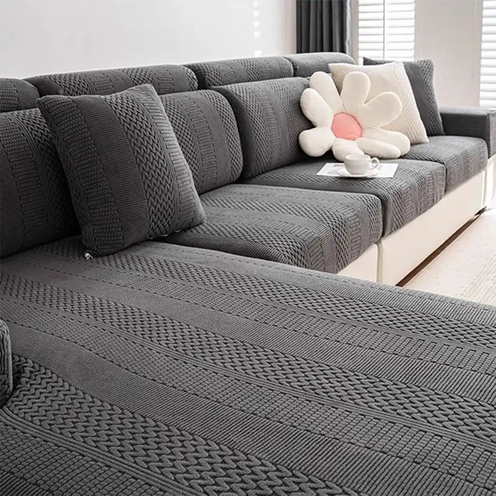 Polar Fleece Soft Antistatic Protection Sofa Stretch Full Wrap Sectional Couch Cover