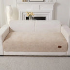 Furry Striped Sofa Protection Non-Slip Plush Recliner Couch Cover Sectional Couch Cover - Solid