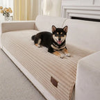 Furry Striped Sofa Protection Non-Slip Plush Recliner Couch Cover Sectional Couch Cover - Solid