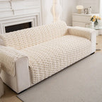 Fuzzy Bubble Plush One-Piece Pet-Friendly Sofa Protection Non-Slip Couch Cover