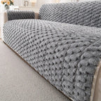 Fuzzy Bubble Plush One-Piece Pet-Friendly Sofa Protection Non-Slip Couch Cover
