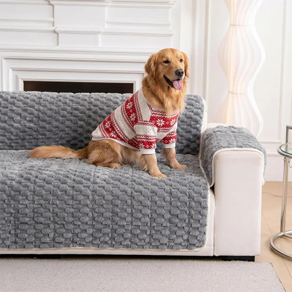 Fuzzy Bubble Plush One-Piece Pet-Friendly Sofa Protection Non-Slip Couch Cover