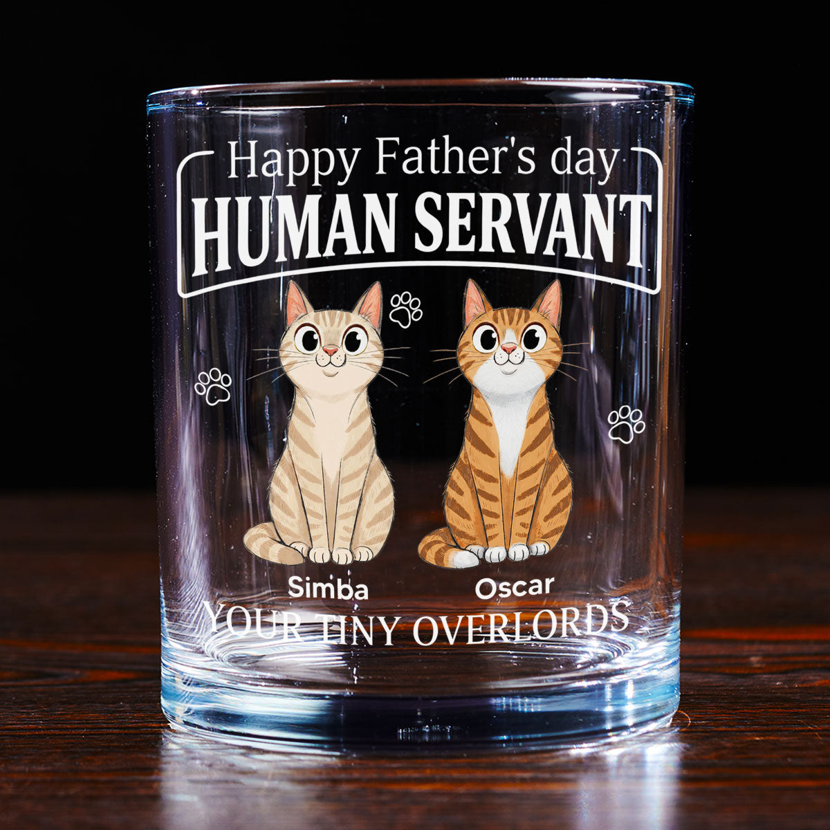 Stylized Cat Cartoon - Personalized Whiskey Glass