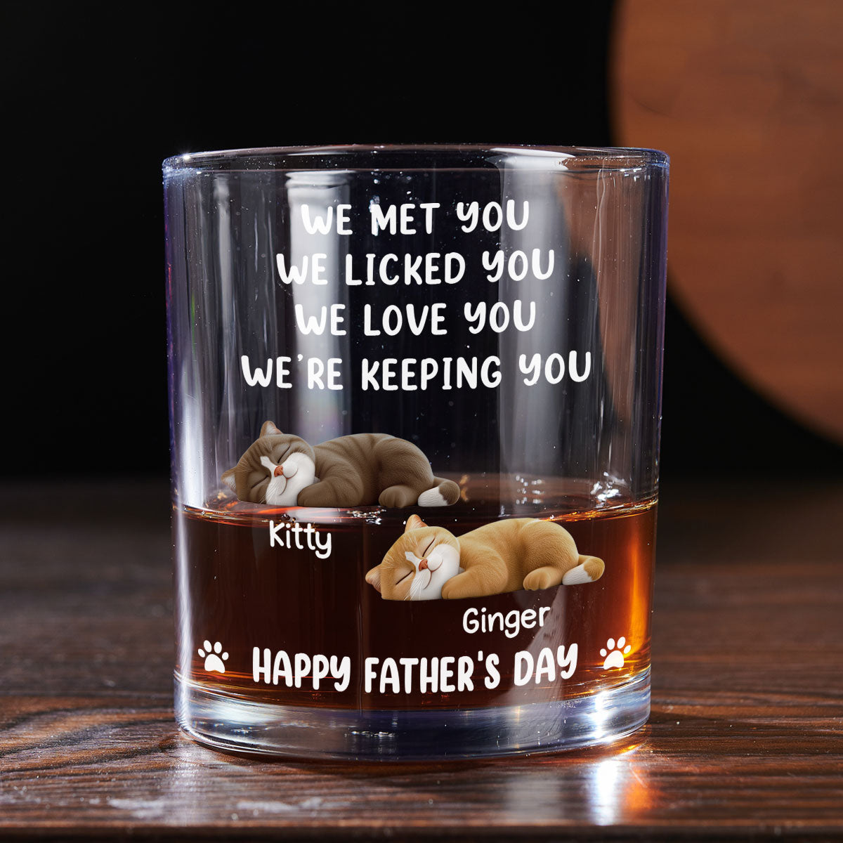We Licked And Love You Ver Cat - Personalized Whiskey Glass