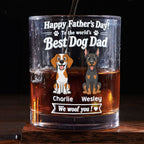 Stylized Cartoon Dog Woof Dad - Personalized Whiskey Glass
