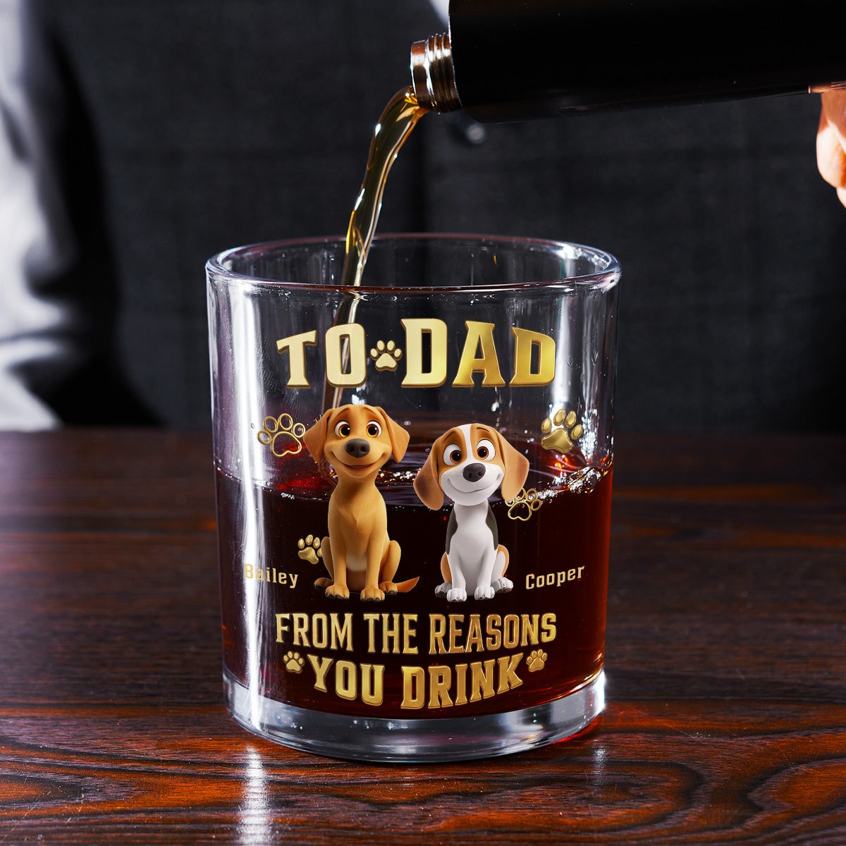 The Reasons You Drink - Personalized 3D Effect Whiskey Glass