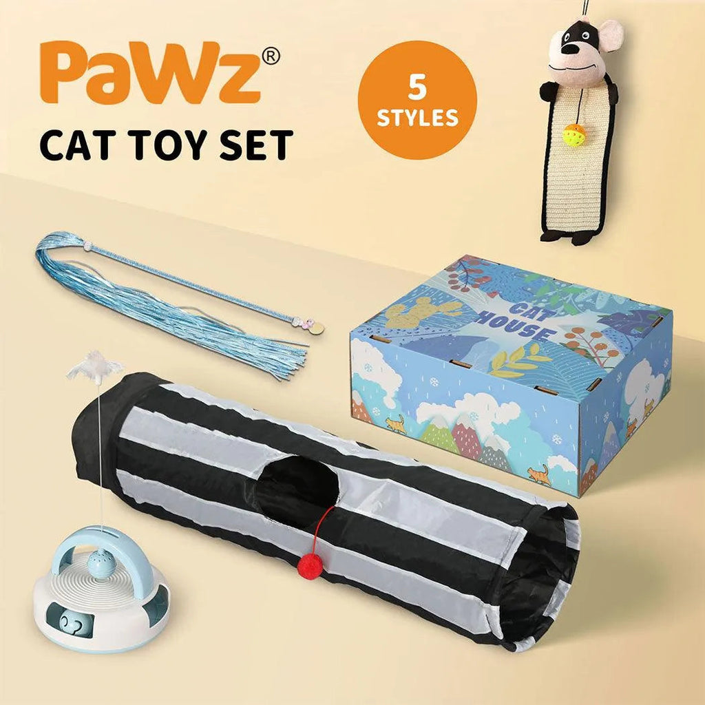 Cat Toys Set Interactive Teaser Scratching Board Tunnel 5 styles