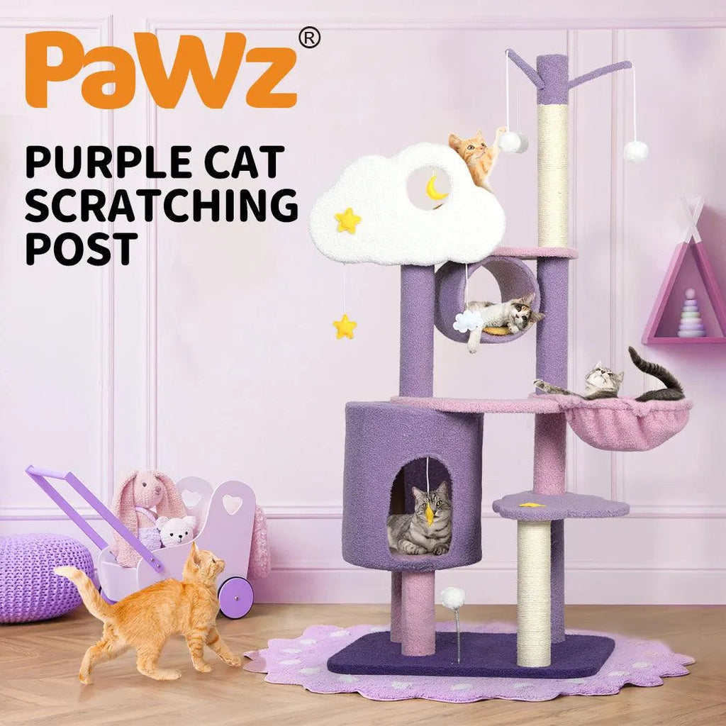 Cat Tree Condo Scratching Post Multi-Level - Purple