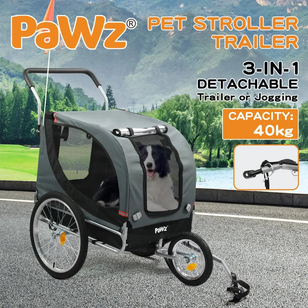 Pet Stroller Bike Trailer Stroller Foldable Pet Trailer 3-IN-1 Outdoor With Sunroof