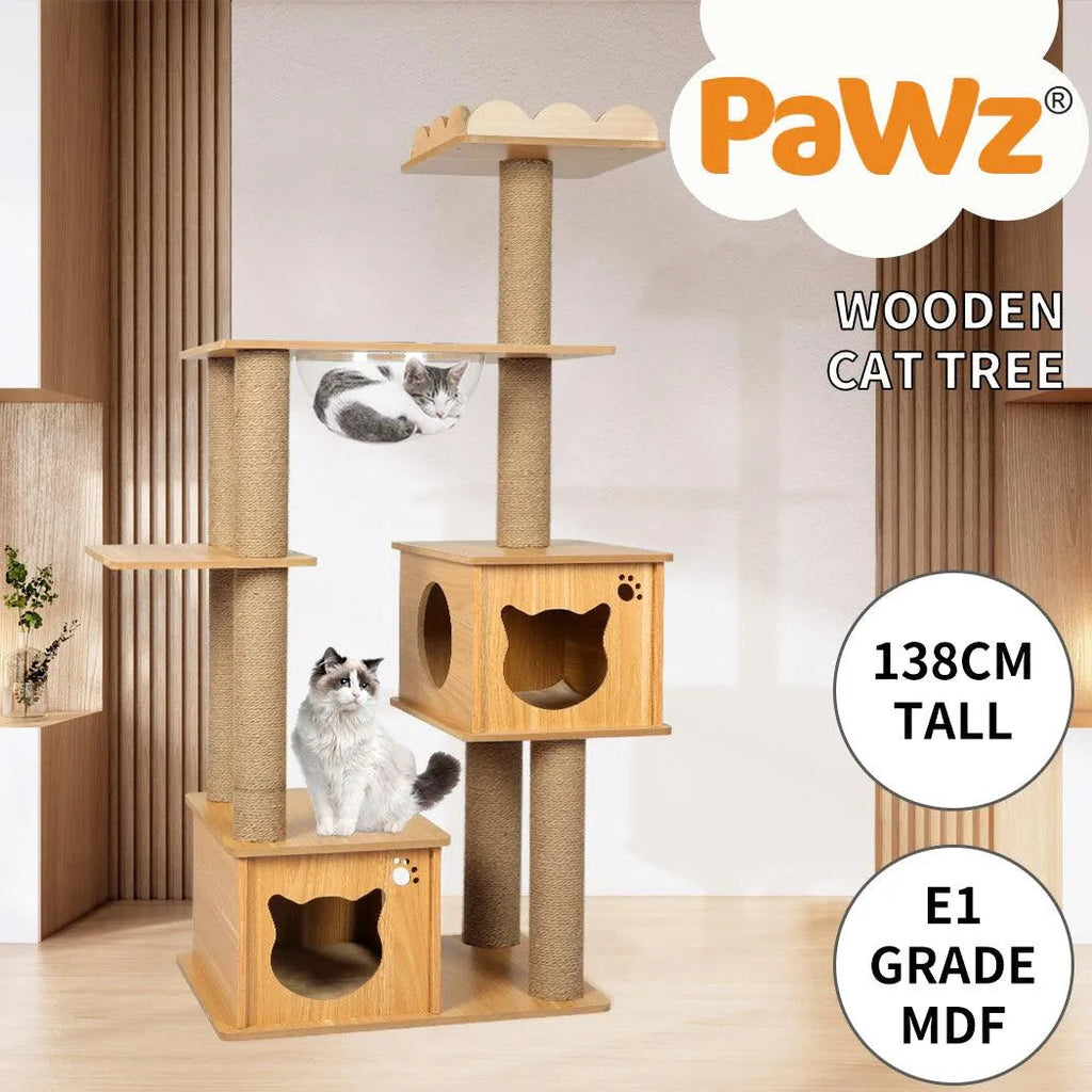Cat Tree Scratching Post with Cat Face House