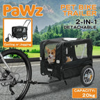 Pet Stroller Bike Trailer Stroller Foldable Pet Trailer 2-IN-1 Outdoor With Sunroof