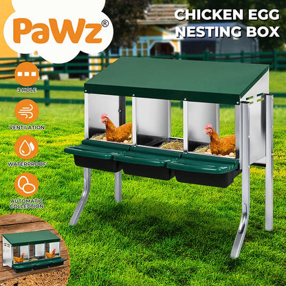 Chicken Hen Coop Hutch 3 Hole Inside Outside Roll Away Lay Egg Nesting Box