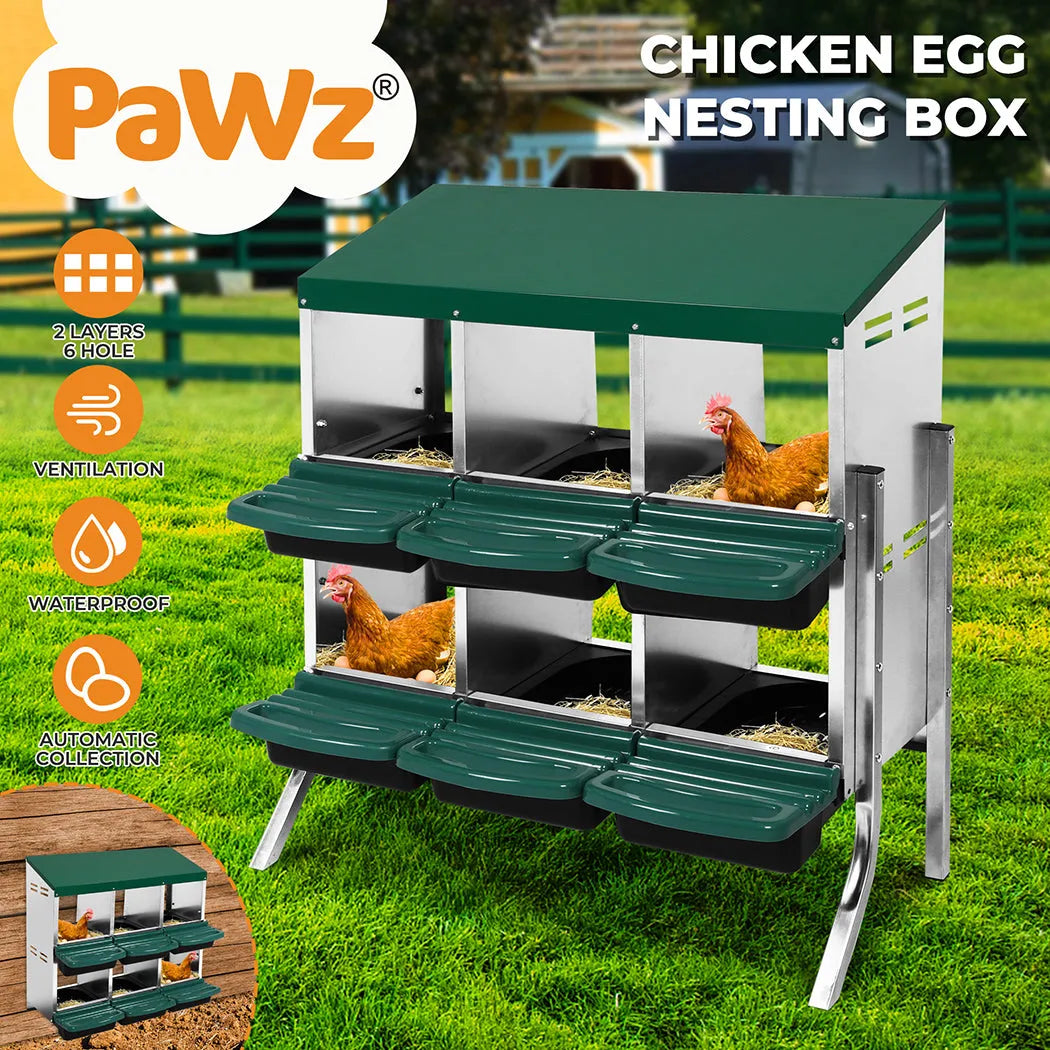 Chicken Hen Coop Hutch 3 Hole Inside Outside Roll Away Lay Egg Nesting Box