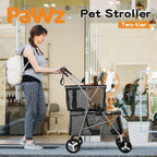 Pet Stroller 2-Tier Pram Dog Cat Carrier Foldable Large 4 Wheels Shopping