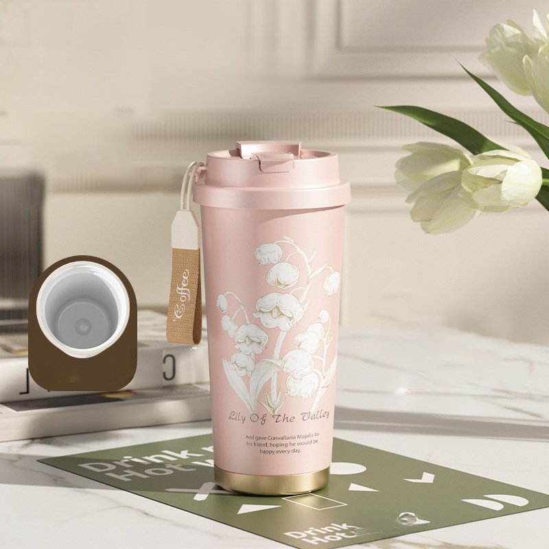 🔥Gift Idea 49% OFF Hot Sale🔥Lily of the Valley Stainless Steel / Ceramic Liner Insulation Cup
