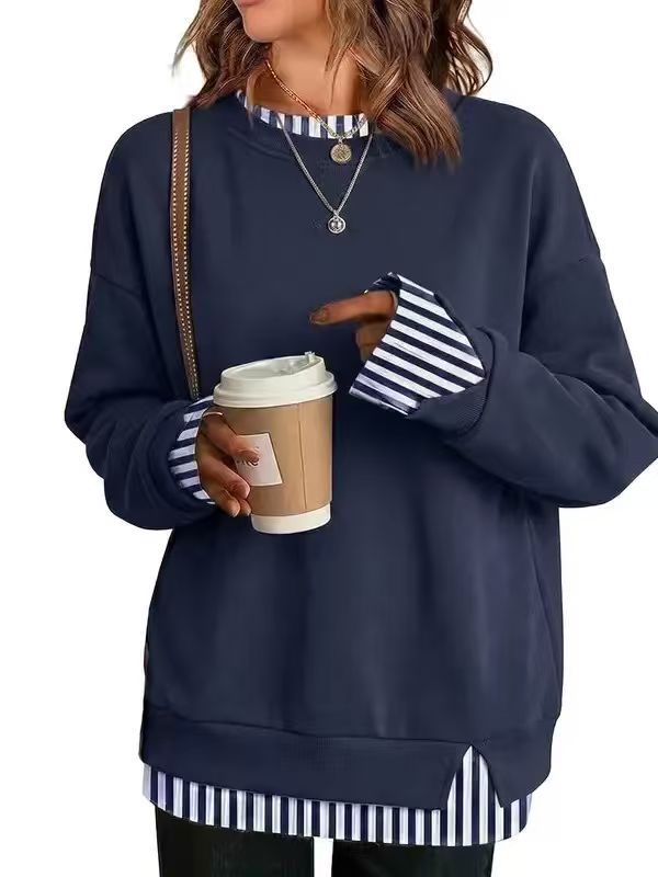 🥰Autumn Sale 50% OFF!💛Women's Loose Faux Two‑Piece Sweatshirt
