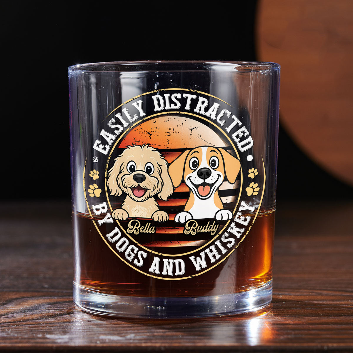 Dogs And Whiskey First - Personalized Whiskey Glass