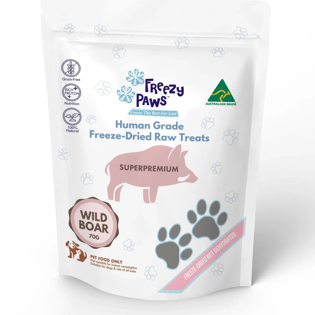 Freezy Paws Freeze Dried Wild Boar Pet Treats for Cats & Dogs