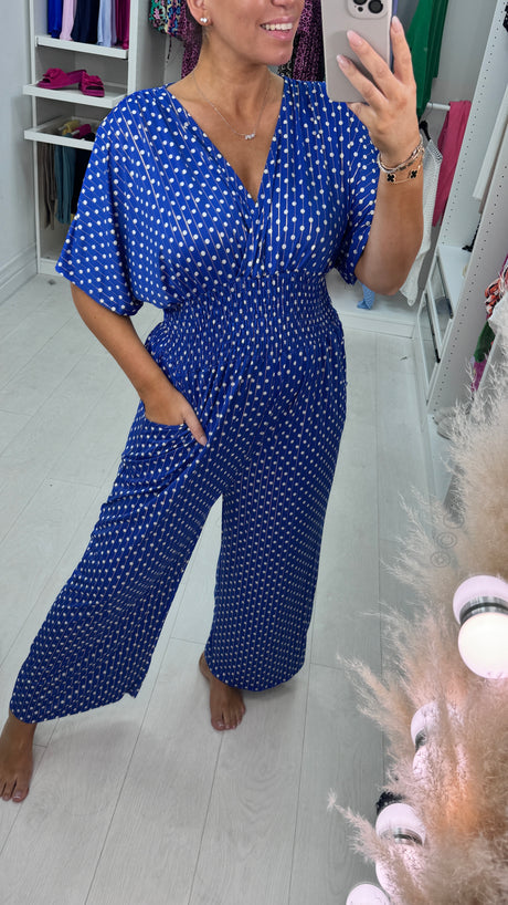 🔥HOT SALE 50% OFF🔥Polka Dot Printed Elastic Waist Jumpsuit