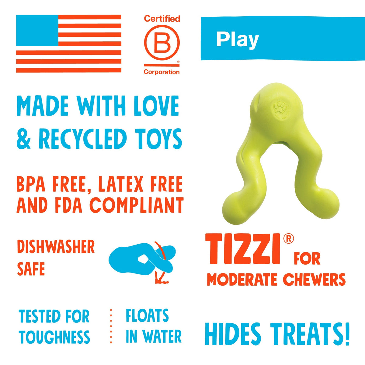 West Paw Tizzi Treat & Tug Dog Toys