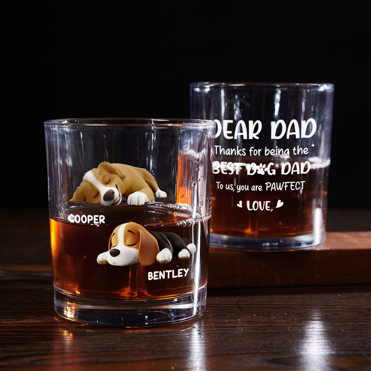 Dear My Pawfect Dad - Personalized Whiskey Glass