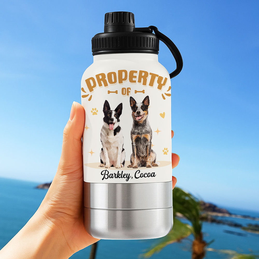 Property Of Photo - Personalized 30oz Water Bottle With Pet Bowl