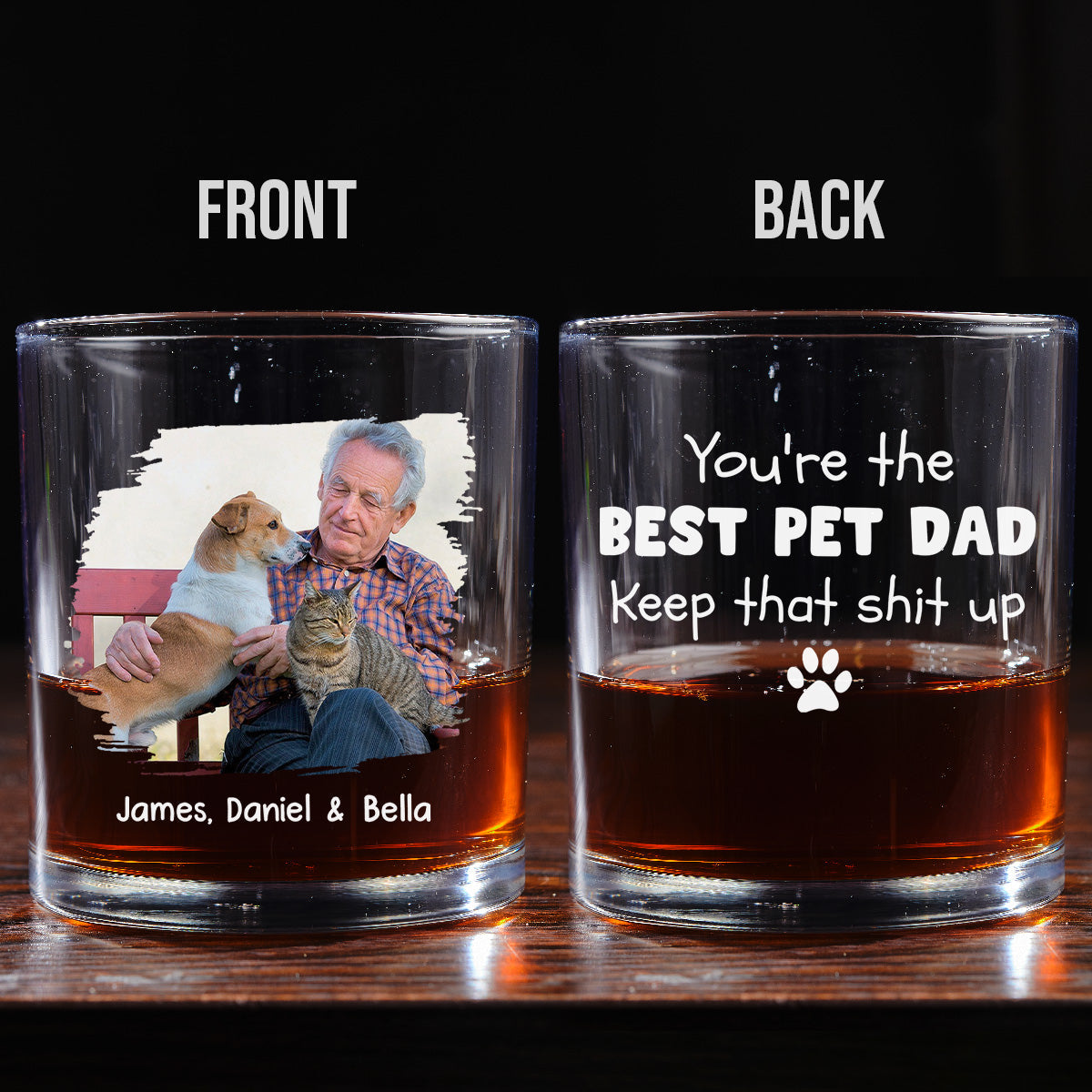 Keep That Shit Up Pet Photo Ver - Personalized Whiskey Glass
