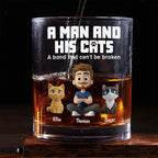 A Man And His Cats - Personalized Whiskey Glass