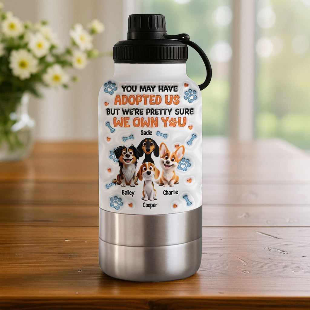 We Own You - Personalized 3D Inflated Effect 30oz Water Bottle With Pet Bowl