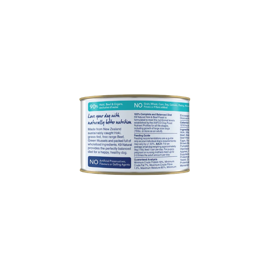 K9 Natural Canned Dog Food - Hoki & Beef Feast