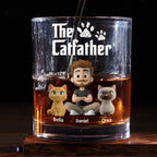 Cool Cat Father - Personalized Whiskey Glass