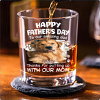 Putting Up With Funny Dad Ver Cartoon Photo - Personalized Whiskey Glass