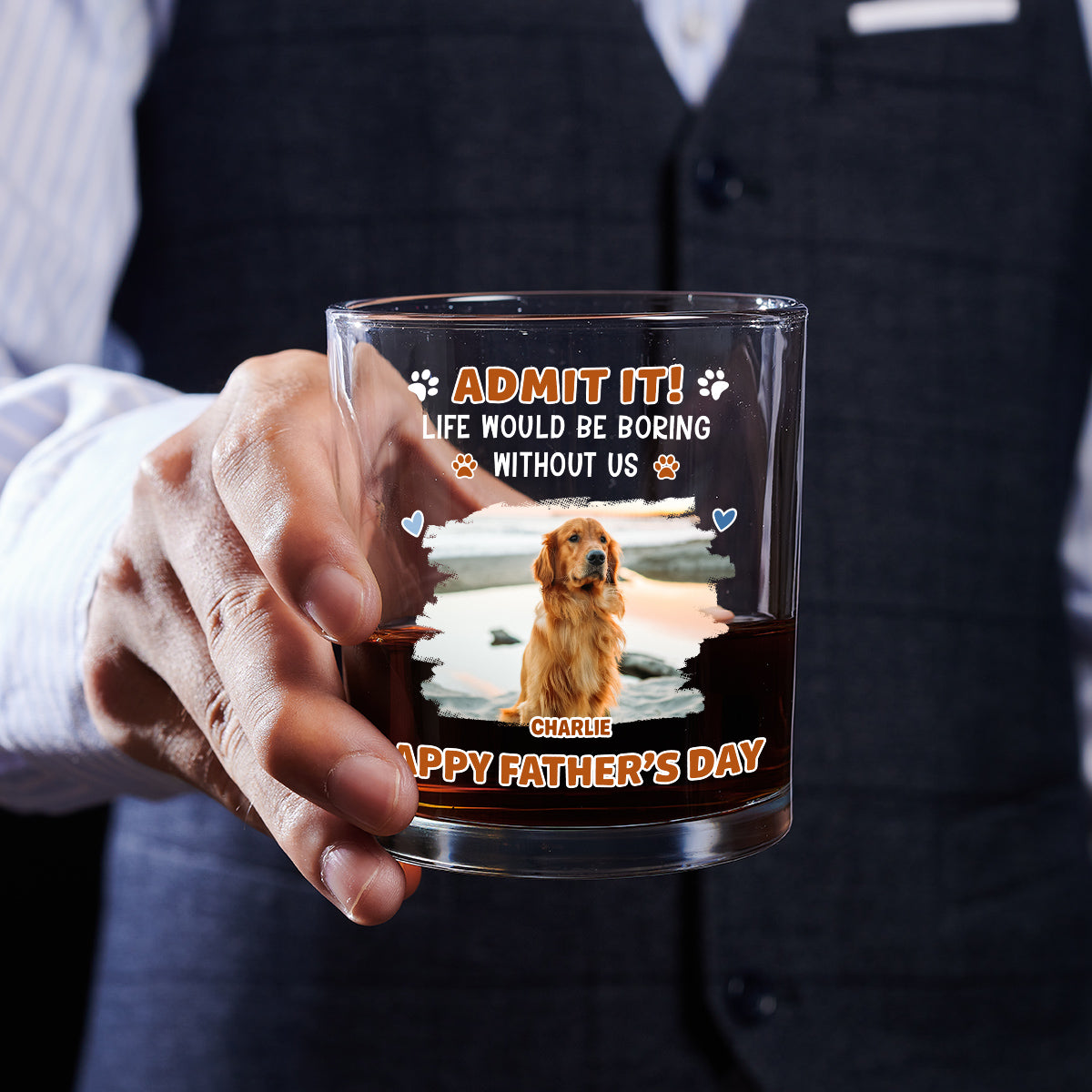 Admit It Crazy Funny Dog Ver Dad Photo - Personalized Whiskey Glass